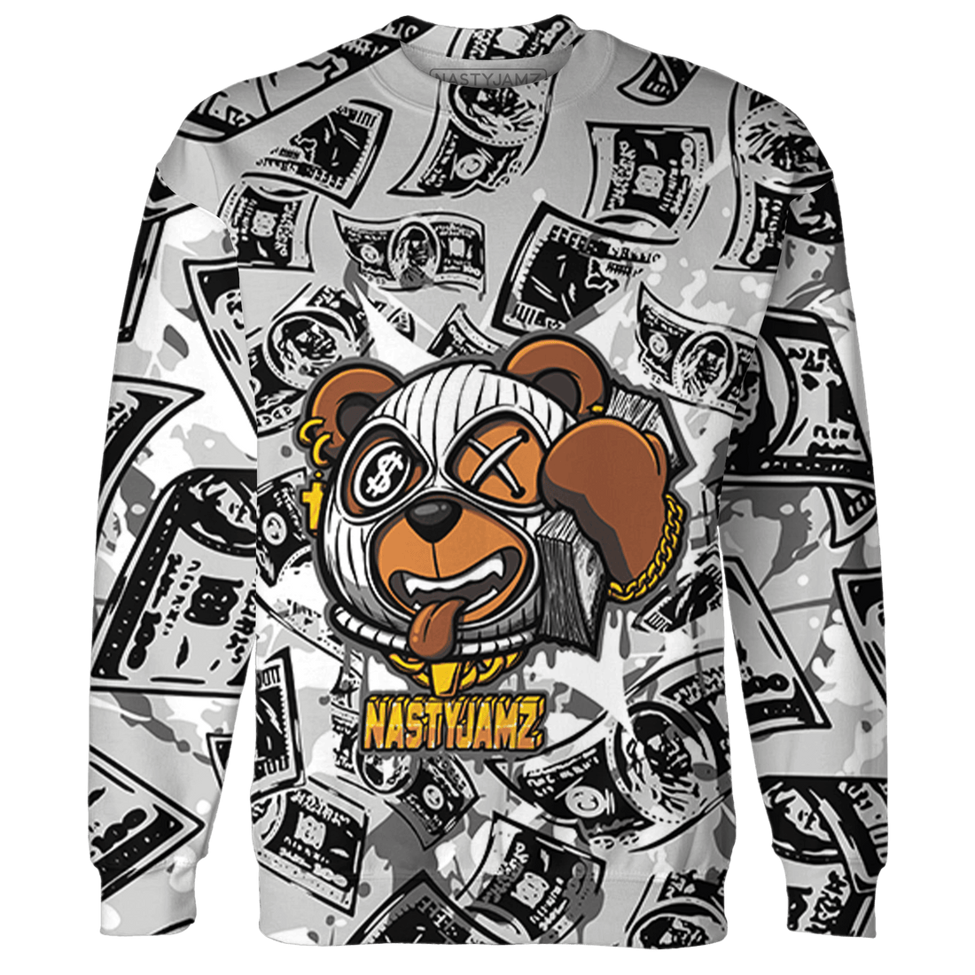 Retro High OG Black White 1s Sweatshirt Match Money Motive BER 3D All-Over Print - NastyJamz