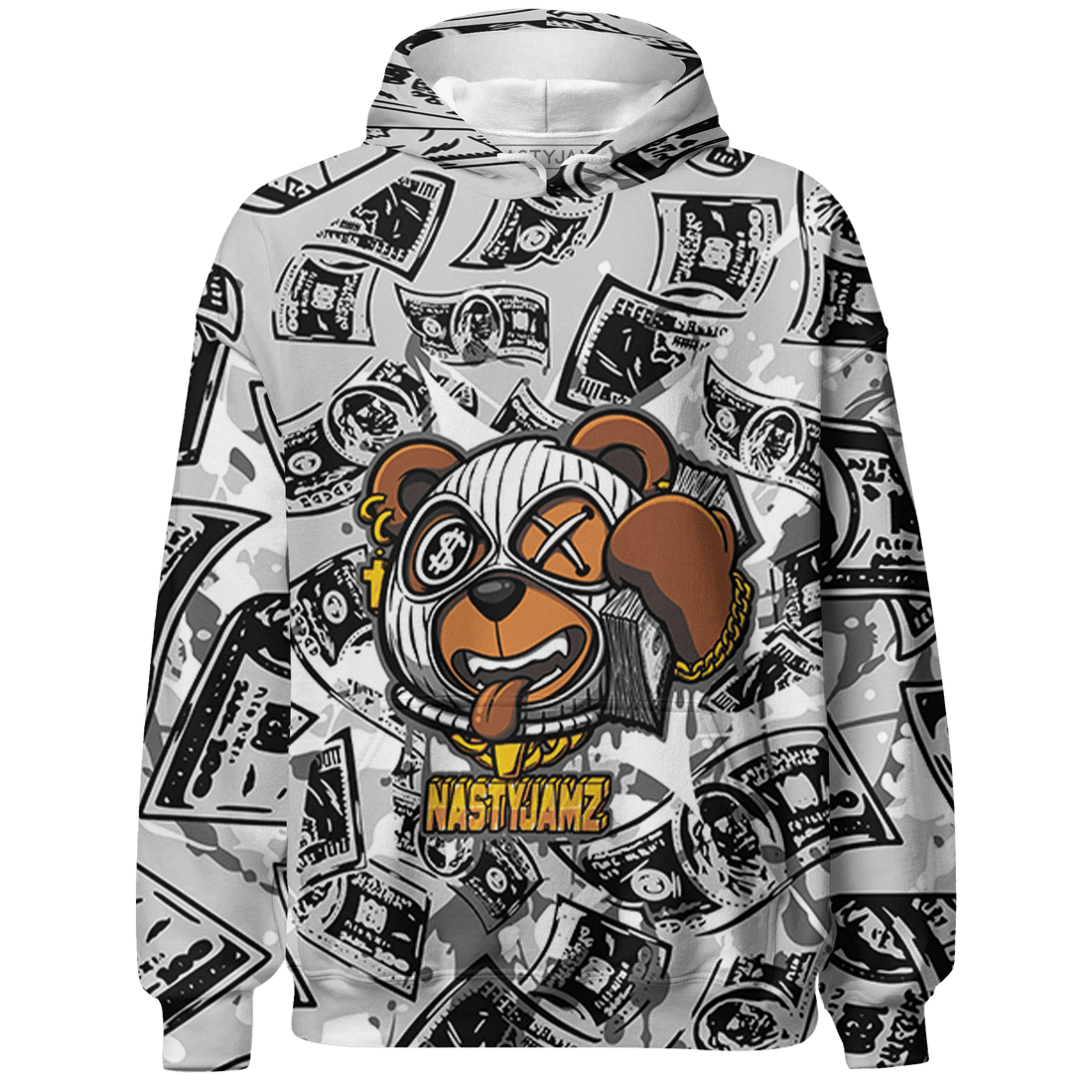 Retro High OG Black White 1s Hoodie Match Money Motive BER 3D All-Over Print - NastyJamz