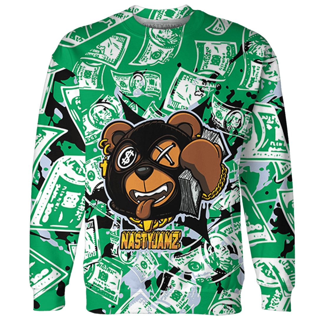 Lucky Green 5s Sweatshirt Match Money Motive BER 3D All-Over Print - NastyJamz