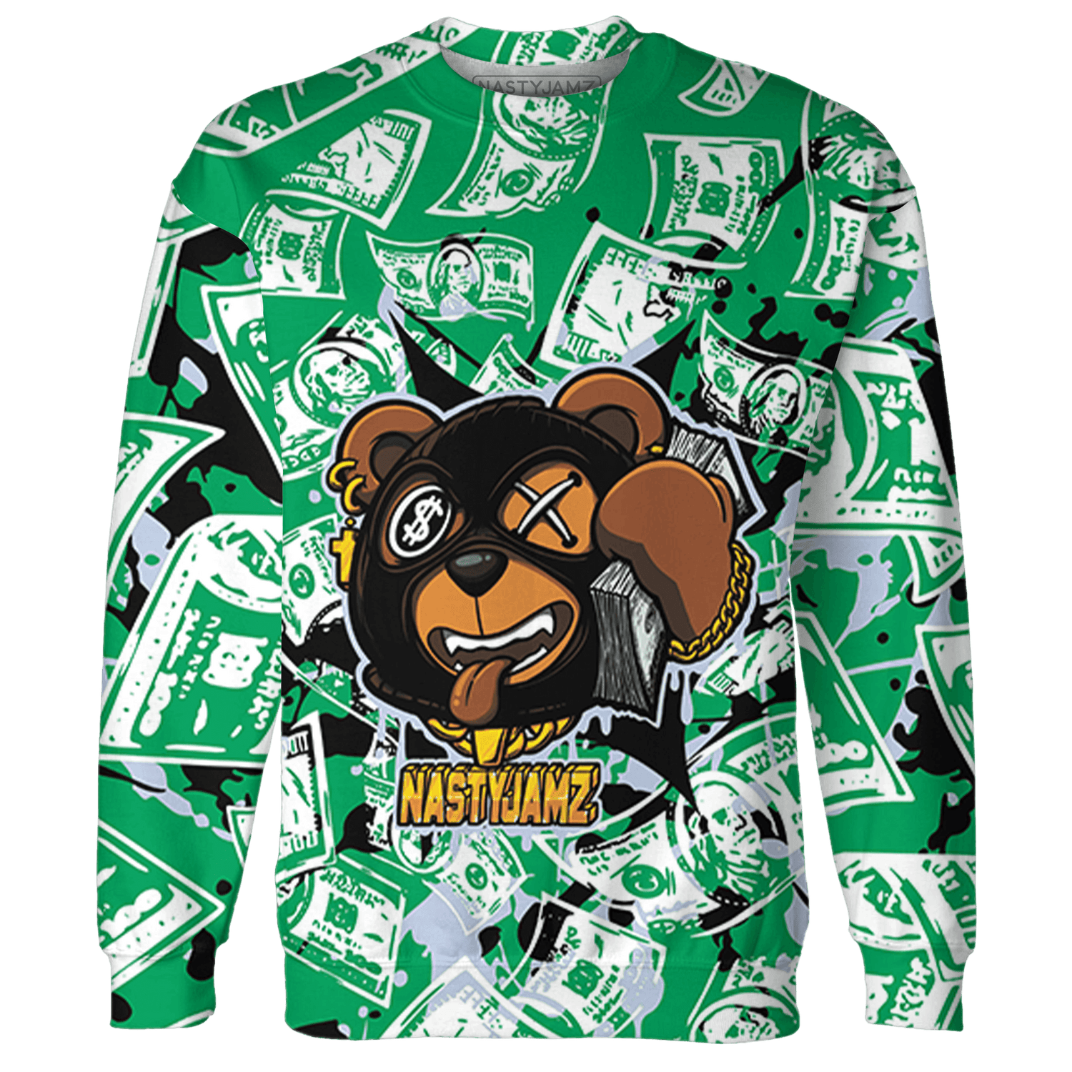 Lucky Green 5s Sweatshirt Match Money Motive BER 3D All-Over Print - NastyJamz
