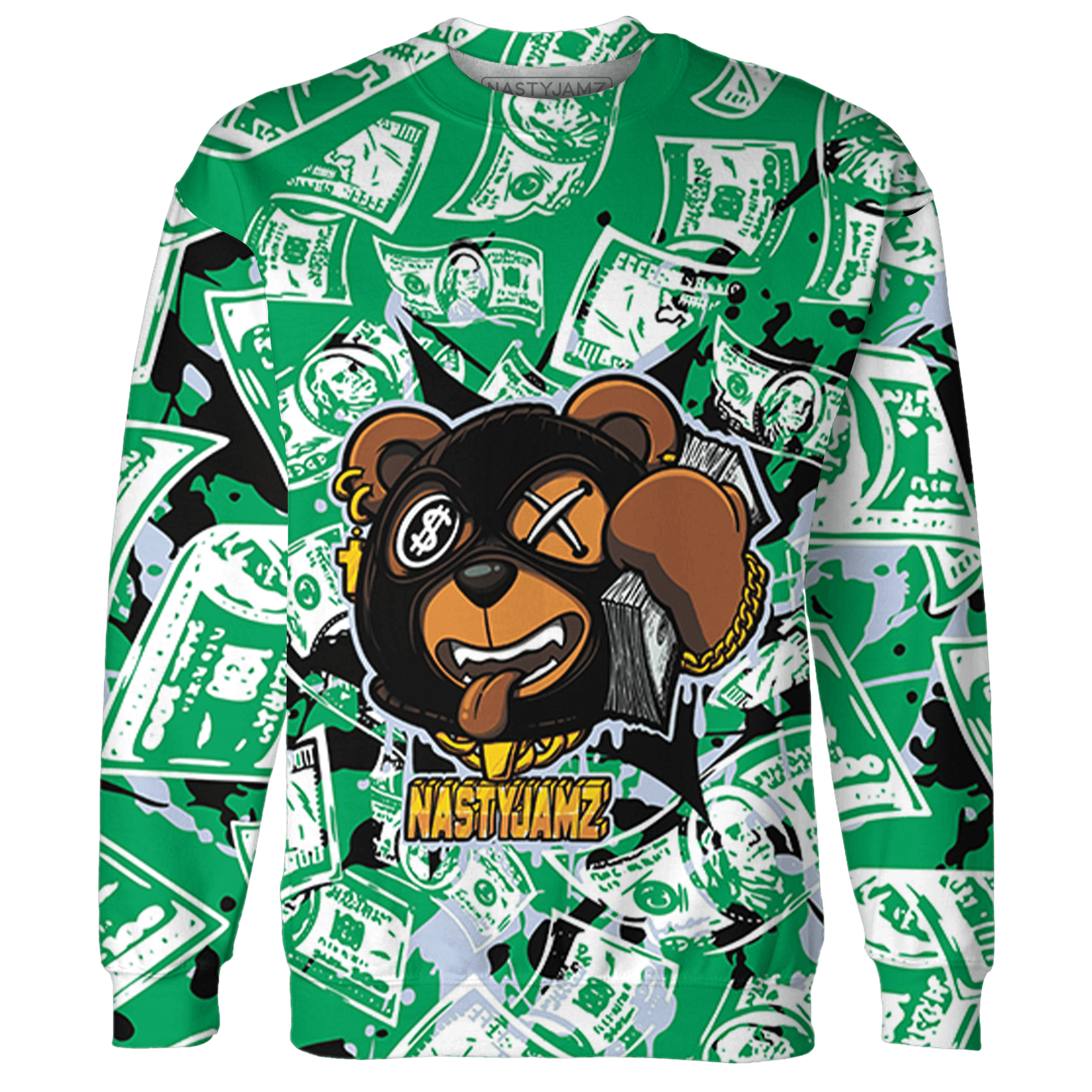 Lucky Green 5s Sweatshirt Match Money Motive BER 3D All-Over Print - NastyJamz
