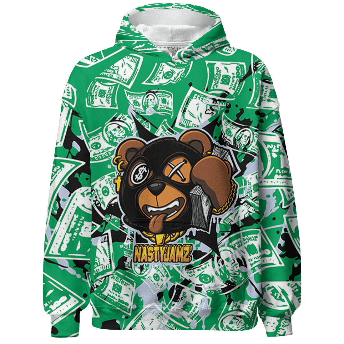 Lucky Green 5s Hoodie Match Money Motive BER 3D All-Over Print - NastyJamz