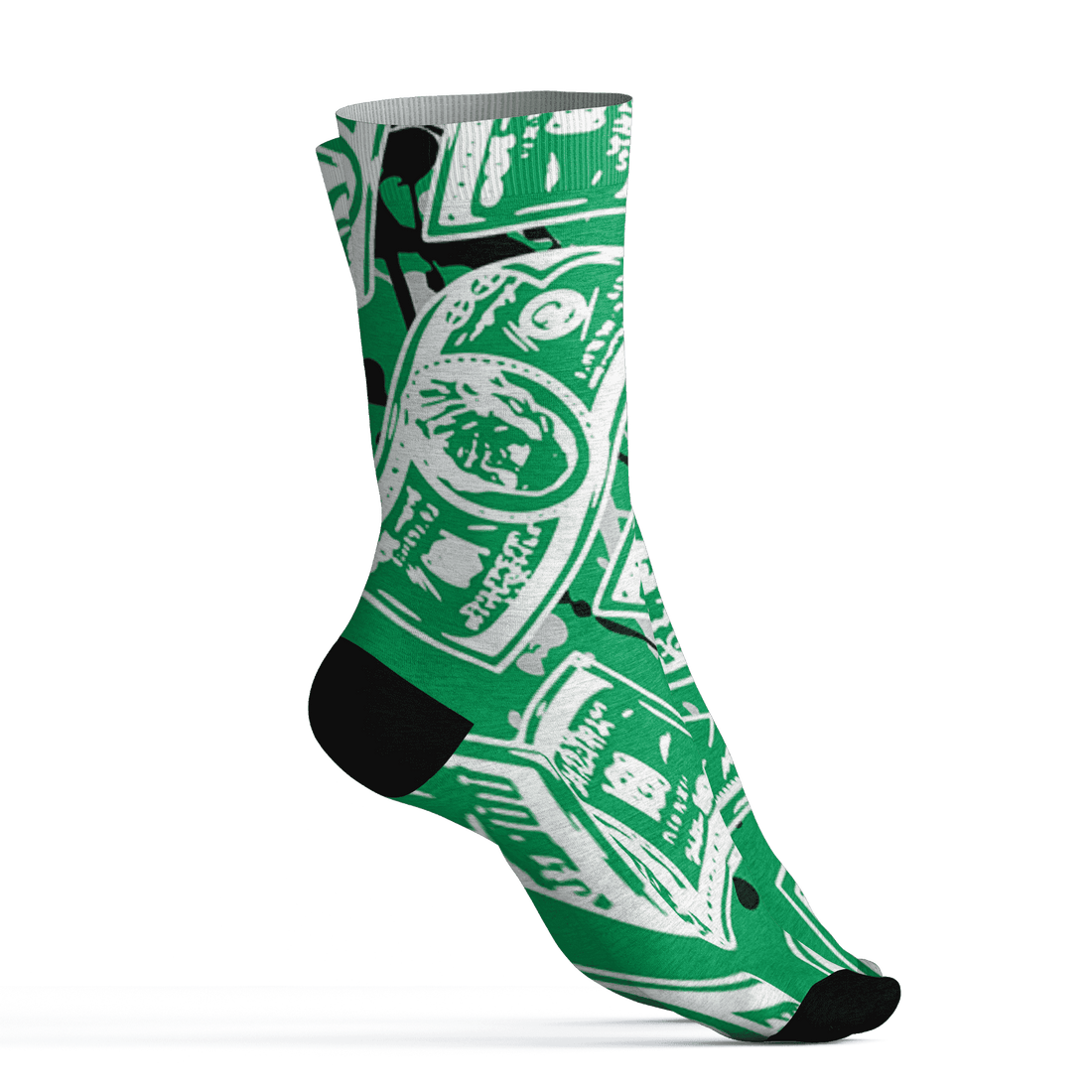 Lucky Green 5s Socks Match Money Motive BER 3D All-Over Print - NastyJamz