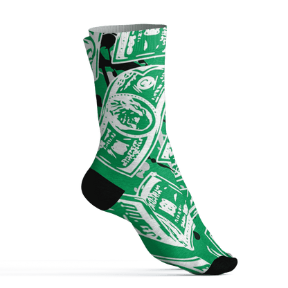 Lucky Green 5s Socks Match Money Motive BER 3D All-Over Print - NastyJamz