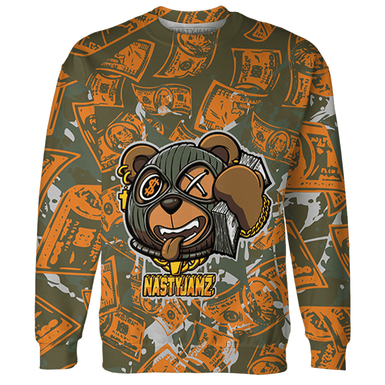 Olive 5s Sweatshirt Match Money Motive BER 3D All-Over Print - NastyJamz