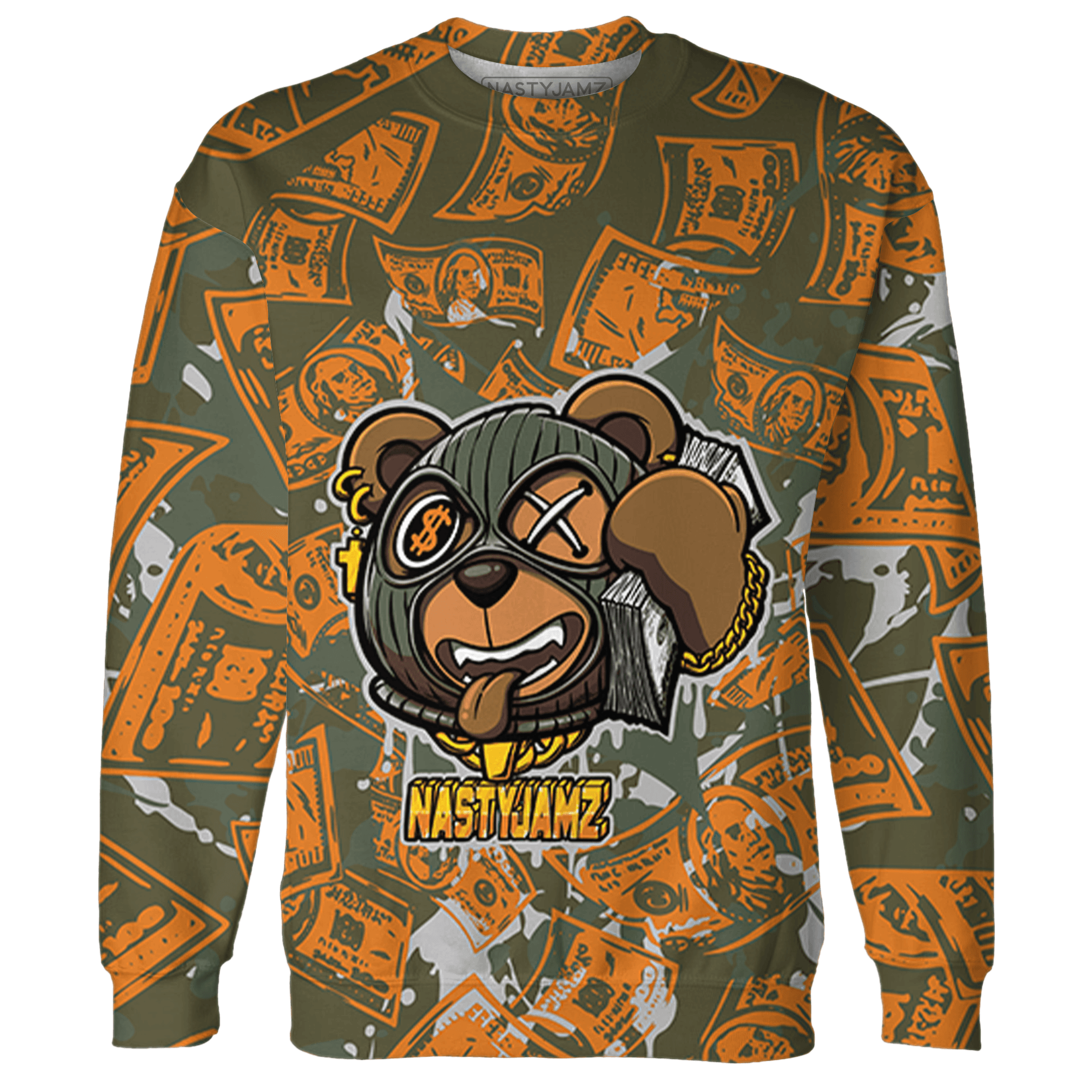 Olive 5s Sweatshirt Match Money Motive BER 3D All-Over Print - NastyJamz