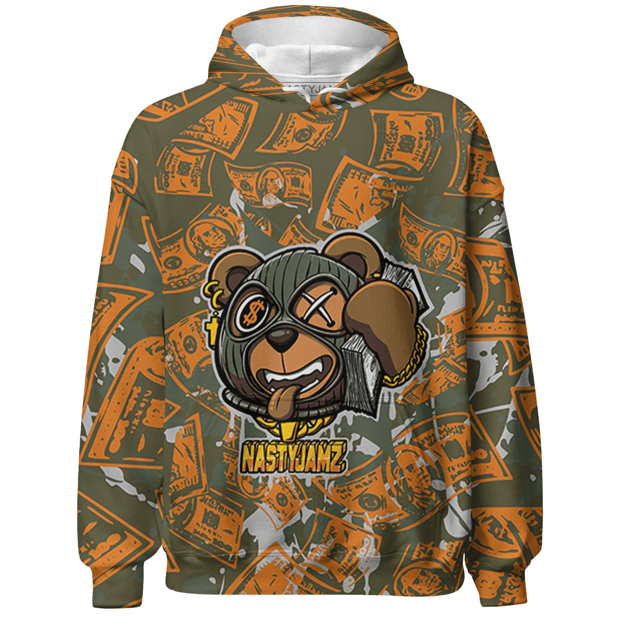 Olive 5s Hoodie Match Money Motive BER 3D All-Over Print - NastyJamz