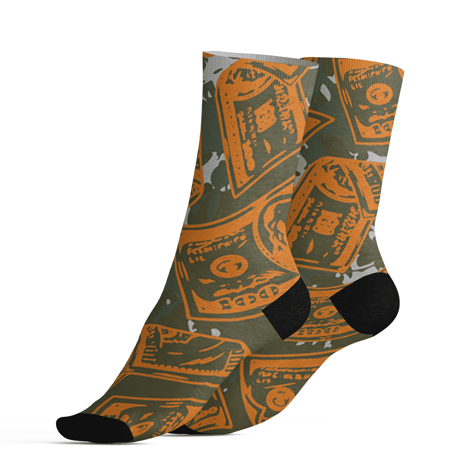 Olive 5s Socks Match Money Motive BER 3D All-Over Print - NastyJamz