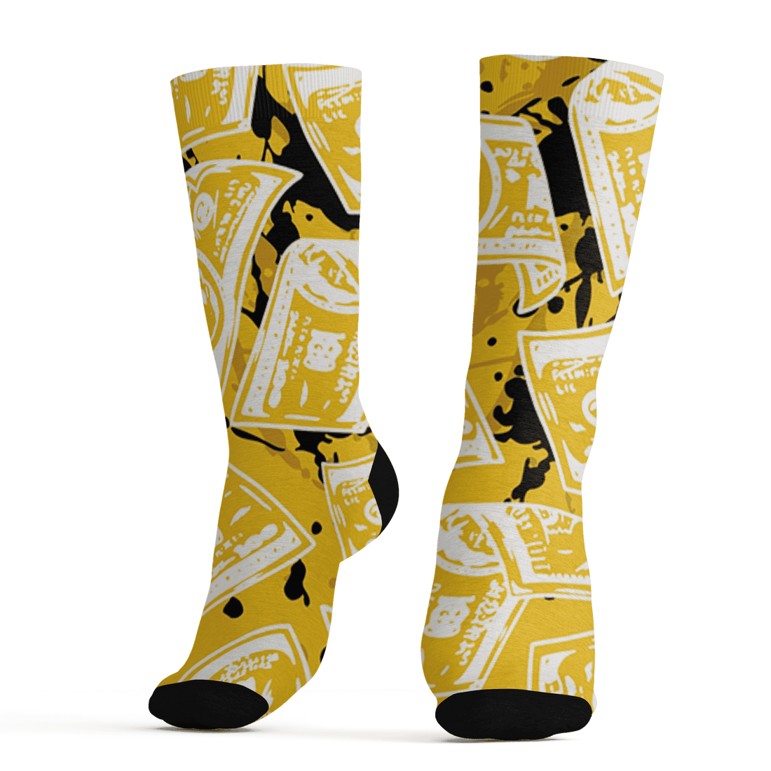 Yellow Ochre 6s Socks Match Money Motive BER 3D All-Over Print - NastyJamz