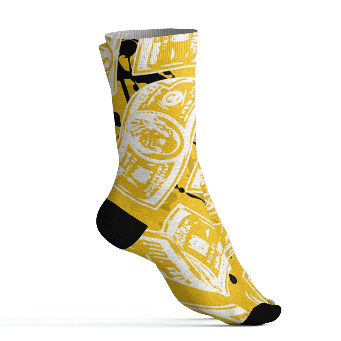 Yellow Ochre 6s Socks Match Money Motive BER 3D All-Over Print - NastyJamz