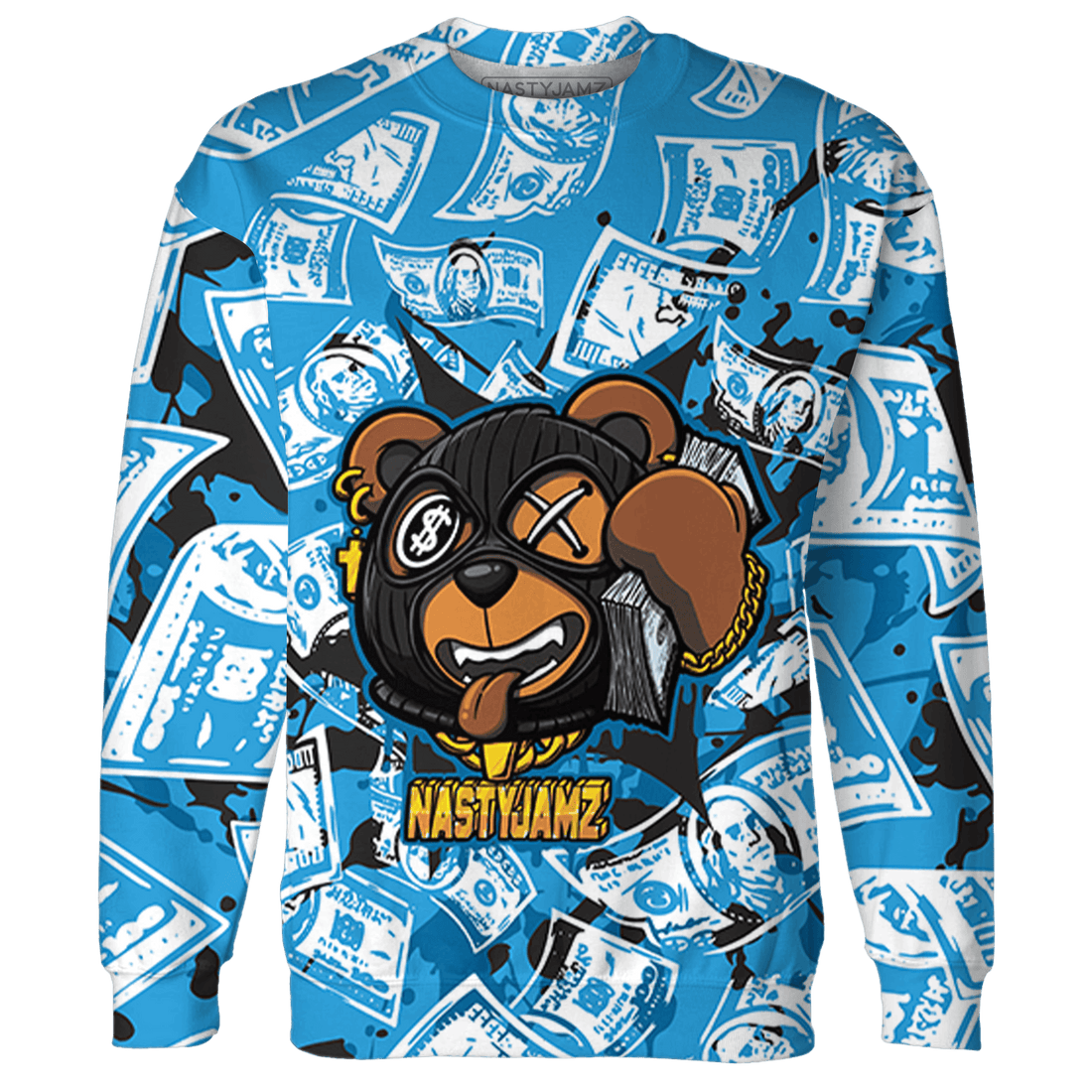 Powder Blue 9s Sweatshirt Match Money Motive BER 3D All-Over Print - NastyJamz