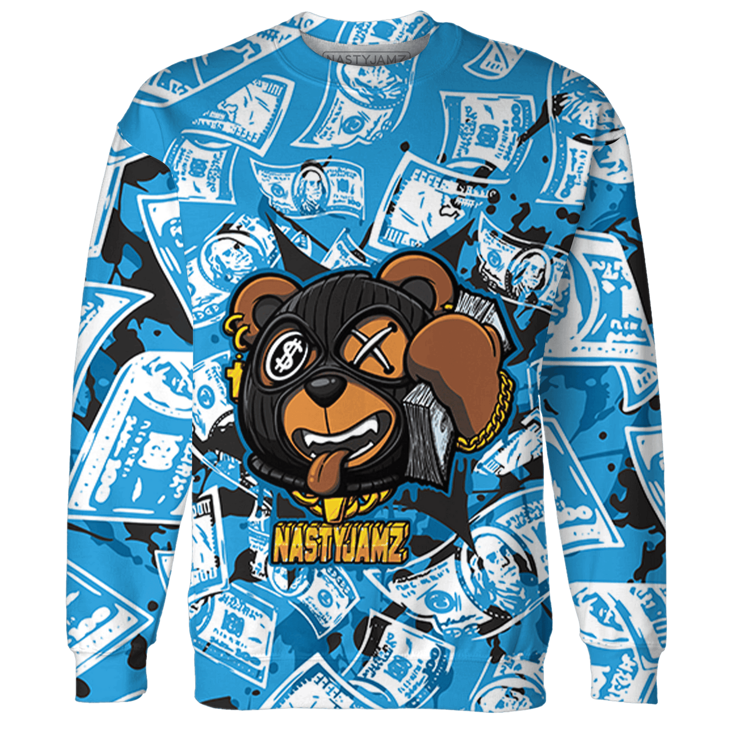 Powder Blue 9s Sweatshirt Match Money Motive BER 3D All-Over Print - NastyJamz