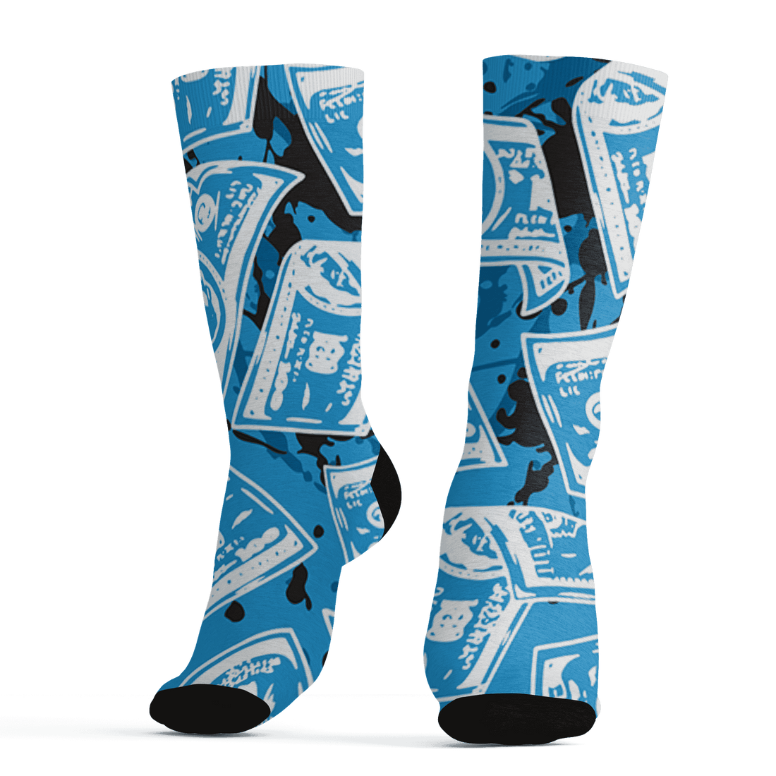 Powder Blue 9s Socks Match Money Motive BER 3D All-Over Print - NastyJamz