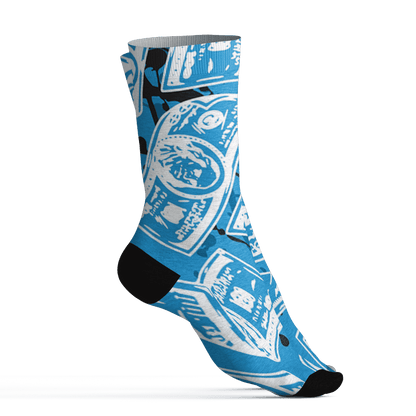 Powder Blue 9s Socks Match Money Motive BER 3D All-Over Print - NastyJamz