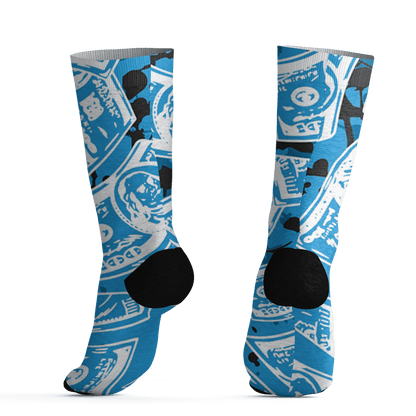 Powder Blue 9s Socks Match Money Motive BER 3D All-Over Print - NastyJamz