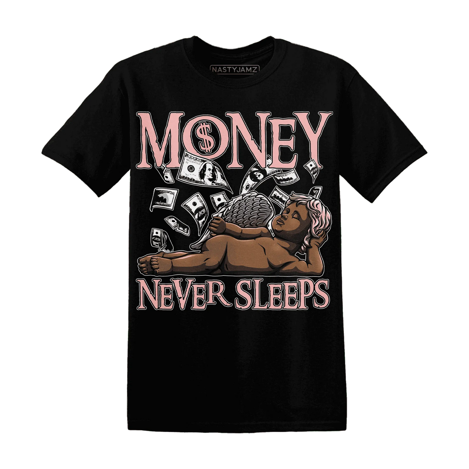 Low-Legend-Pink-11s-T-Shirt-Match-Money-Never-Sleeps