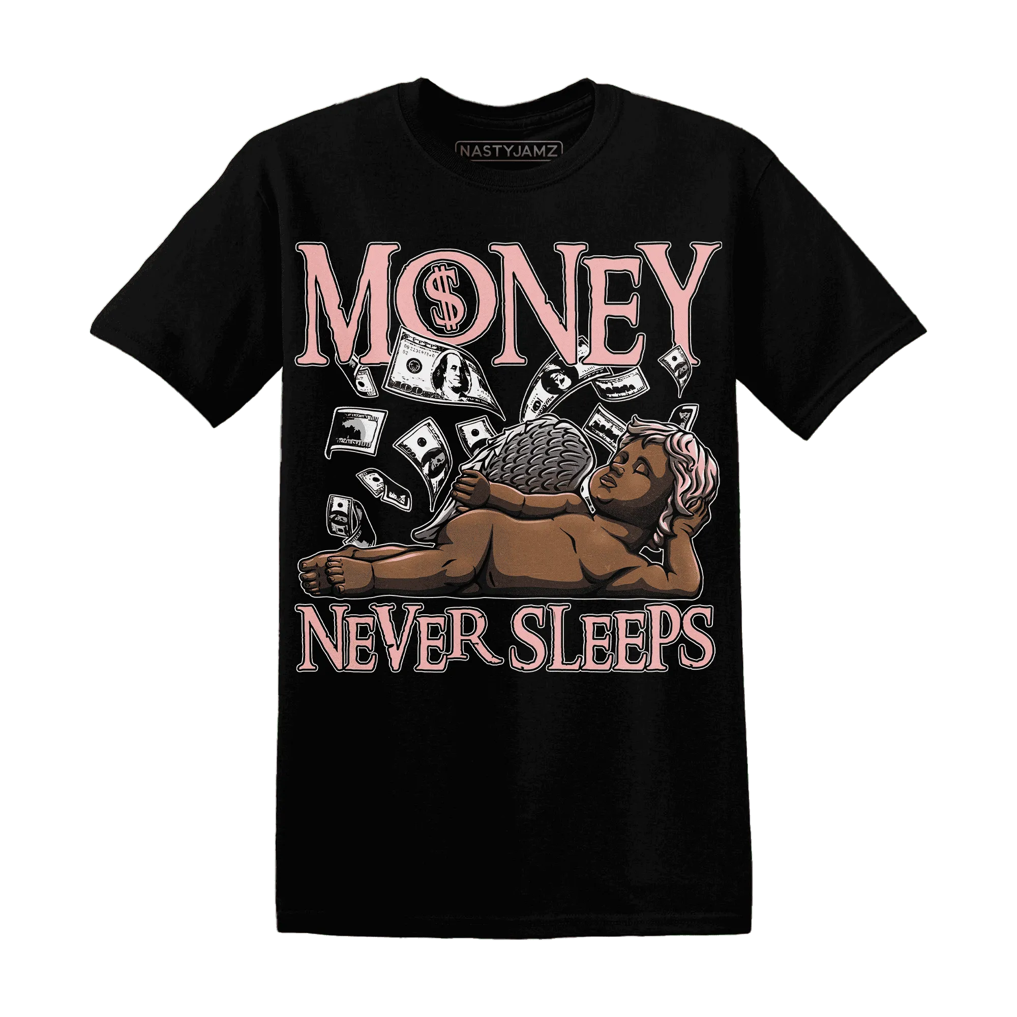 Low-Legend-Pink-11s-T-Shirt-Match-Money-Never-Sleeps