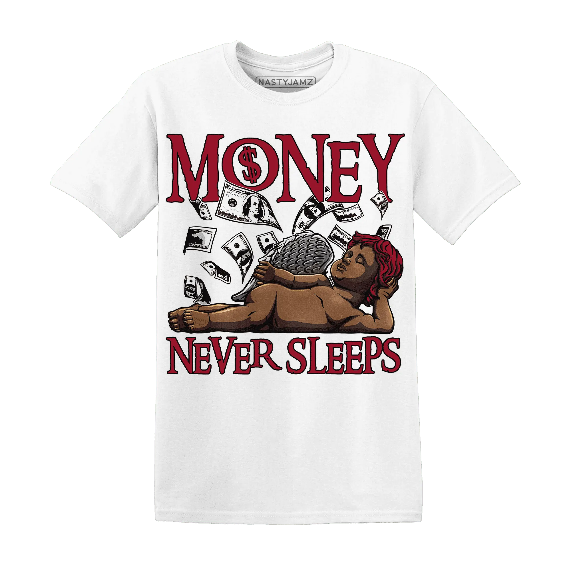 Retro-Red-Taxi-12s-T-Shirt-Match-Money-Never-Sleeps