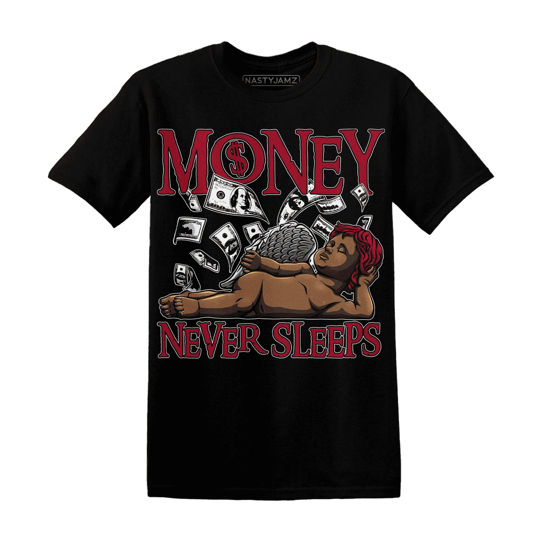 Retro-Red-Taxi-12s-T-Shirt-Match-Money-Never-Sleeps