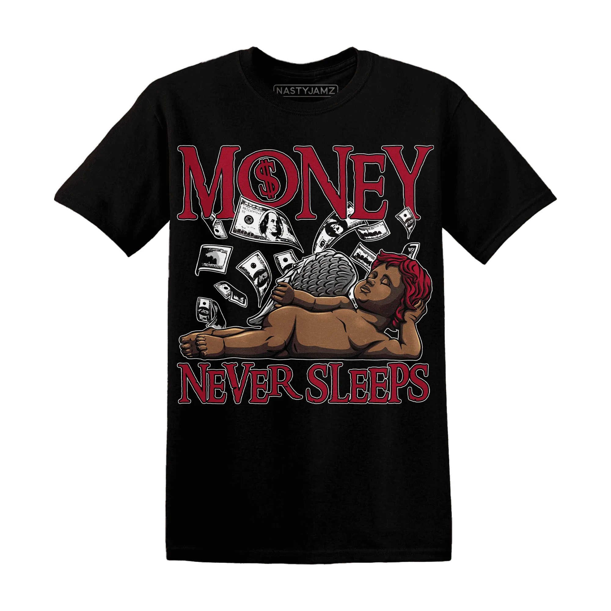 Retro-Red-Taxi-12s-T-Shirt-Match-Money-Never-Sleeps