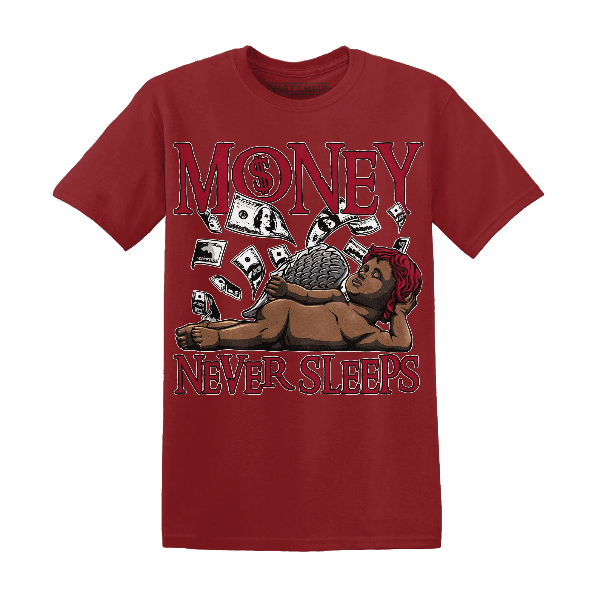 Retro-Red-Taxi-12s-T-Shirt-Match-Money-Never-Sleeps