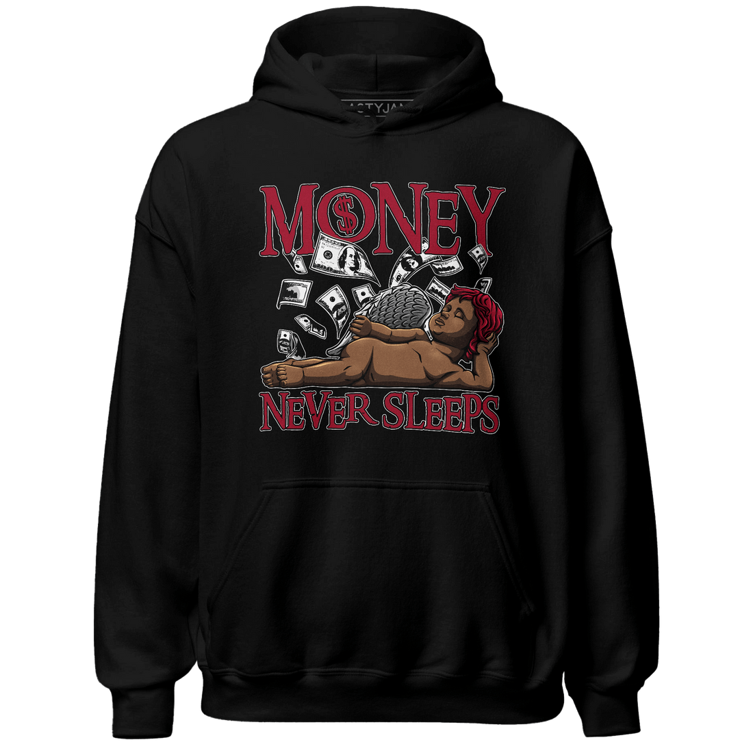 Retro Red Taxi 12s Hoodie Match Money Never Sleeps - NastyJamz