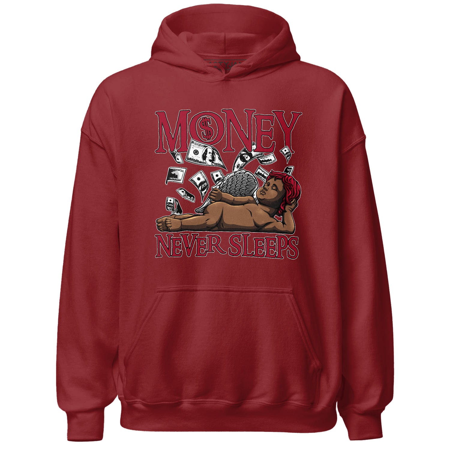 Retro Red Taxi 12s Hoodie Match Money Never Sleeps - NastyJamz