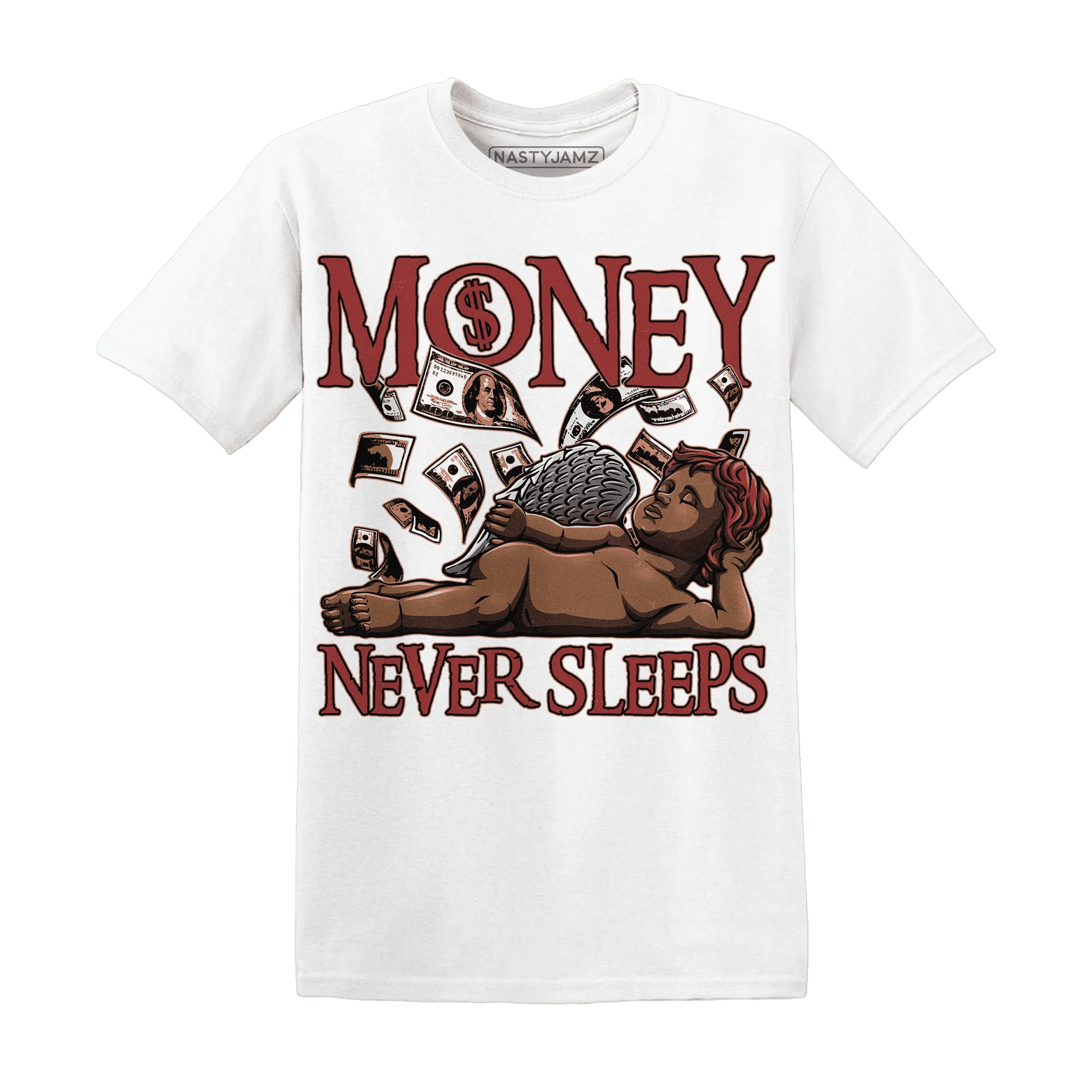 Dune-Red-13s-T-Shirt-Match-Money-Never-Sleeps