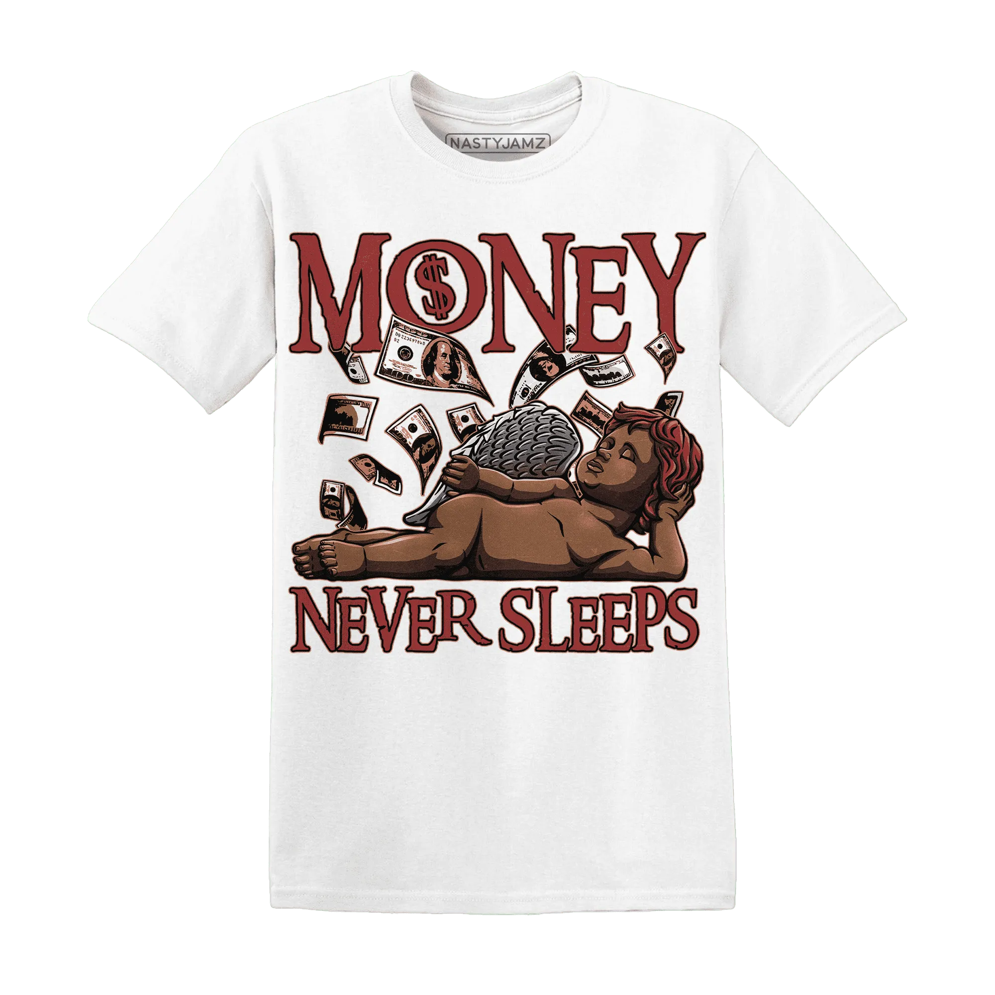 Dune-Red-13s-T-Shirt-Match-Money-Never-Sleeps