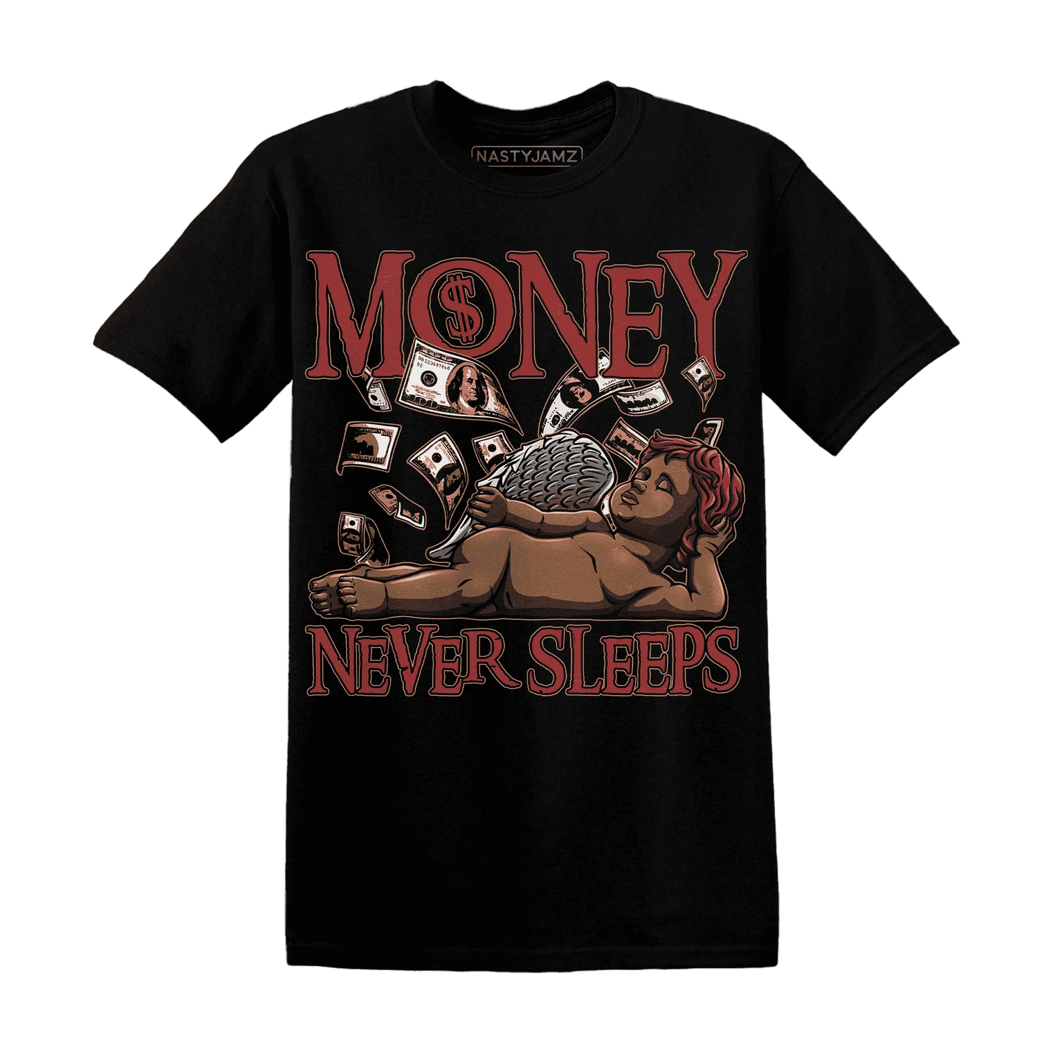 Dune-Red-13s-T-Shirt-Match-Money-Never-Sleeps