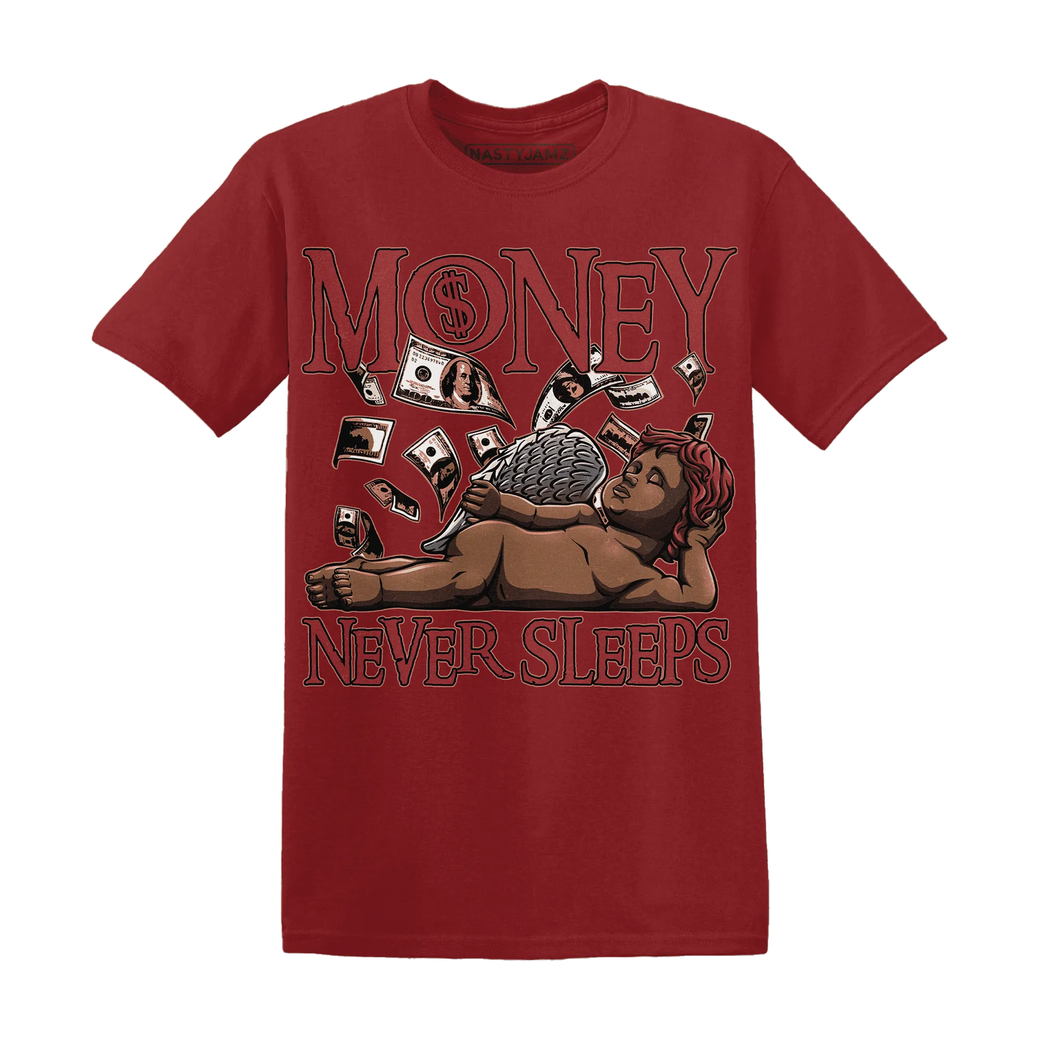 Dune-Red-13s-T-Shirt-Match-Money-Never-Sleeps