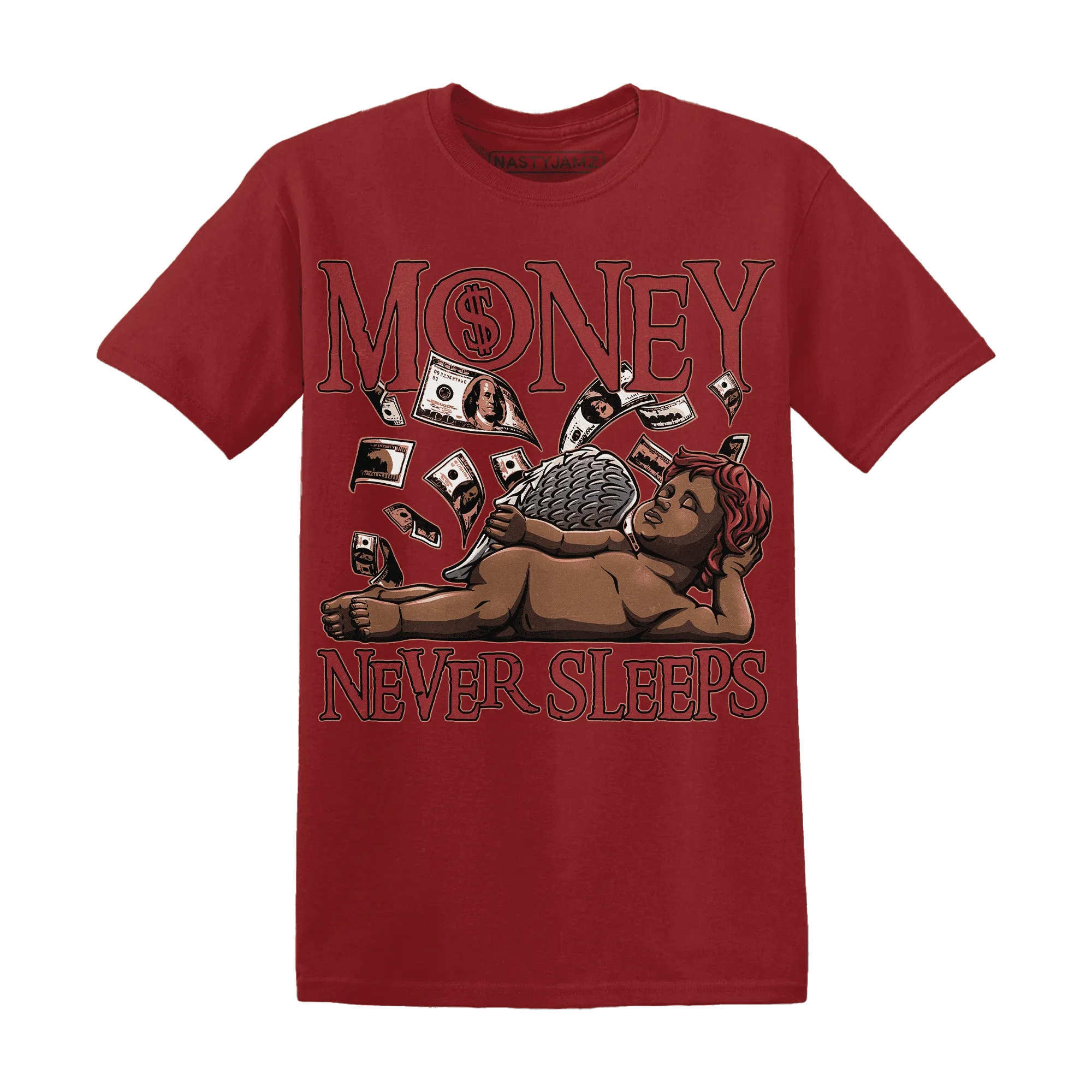 Dune-Red-13s-T-Shirt-Match-Money-Never-Sleeps
