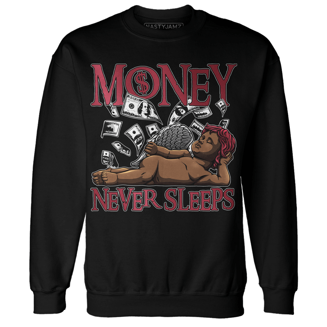 High 85 Metallic Burgundy 1s Sweatshirt Match Money Never Sleeps - NastyJamz