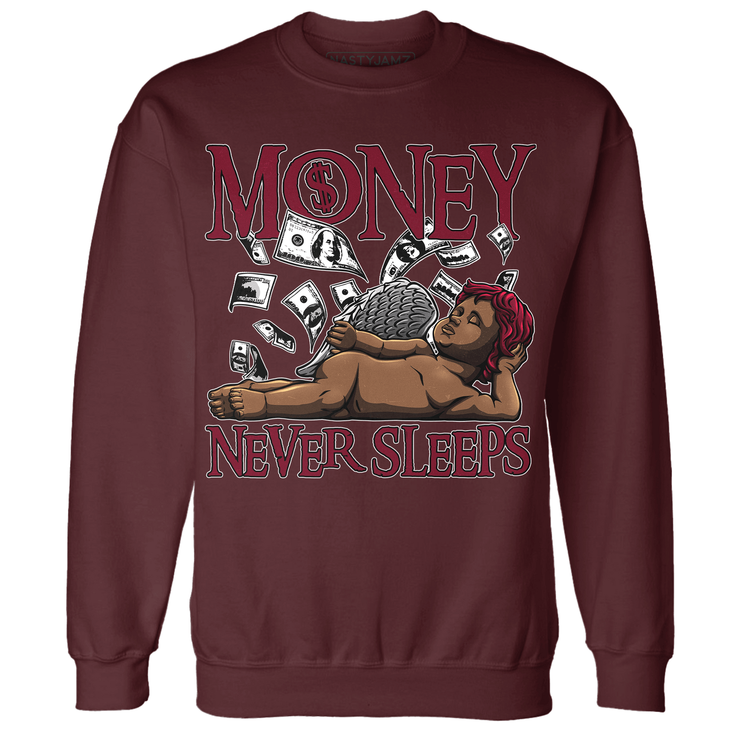 High White Team Red 1s Sweatshirt Match Money Never Sleeps - NastyJamz