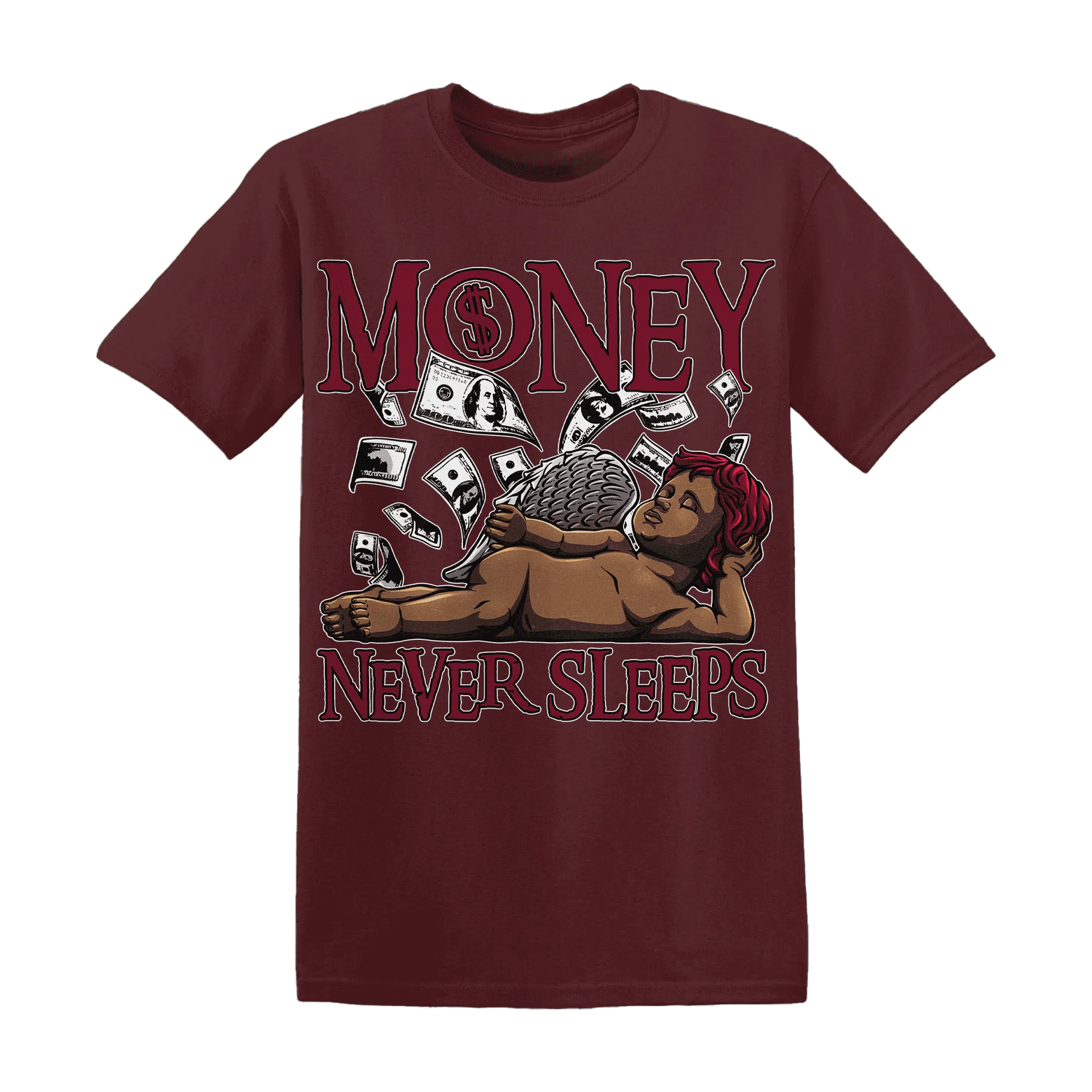 High-White-Team-Red-1s-T-Shirt-Match-Money-Never-Sleeps