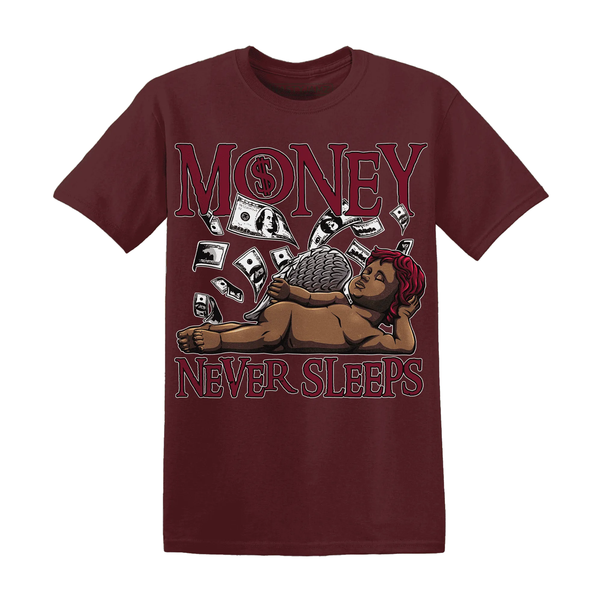 High-White-Team-Red-1s-T-Shirt-Match-Money-Never-Sleeps