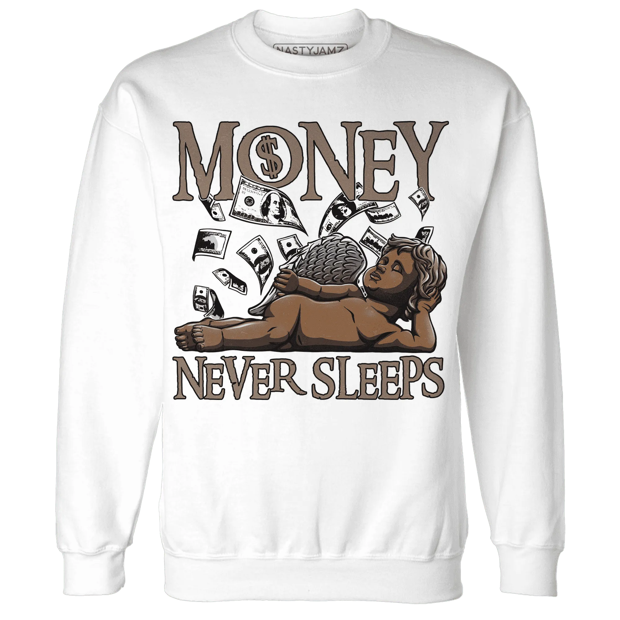 NastyJamz-Low-Mocha-1s-Sweatshirt-Match-Money-Never-Sleeps