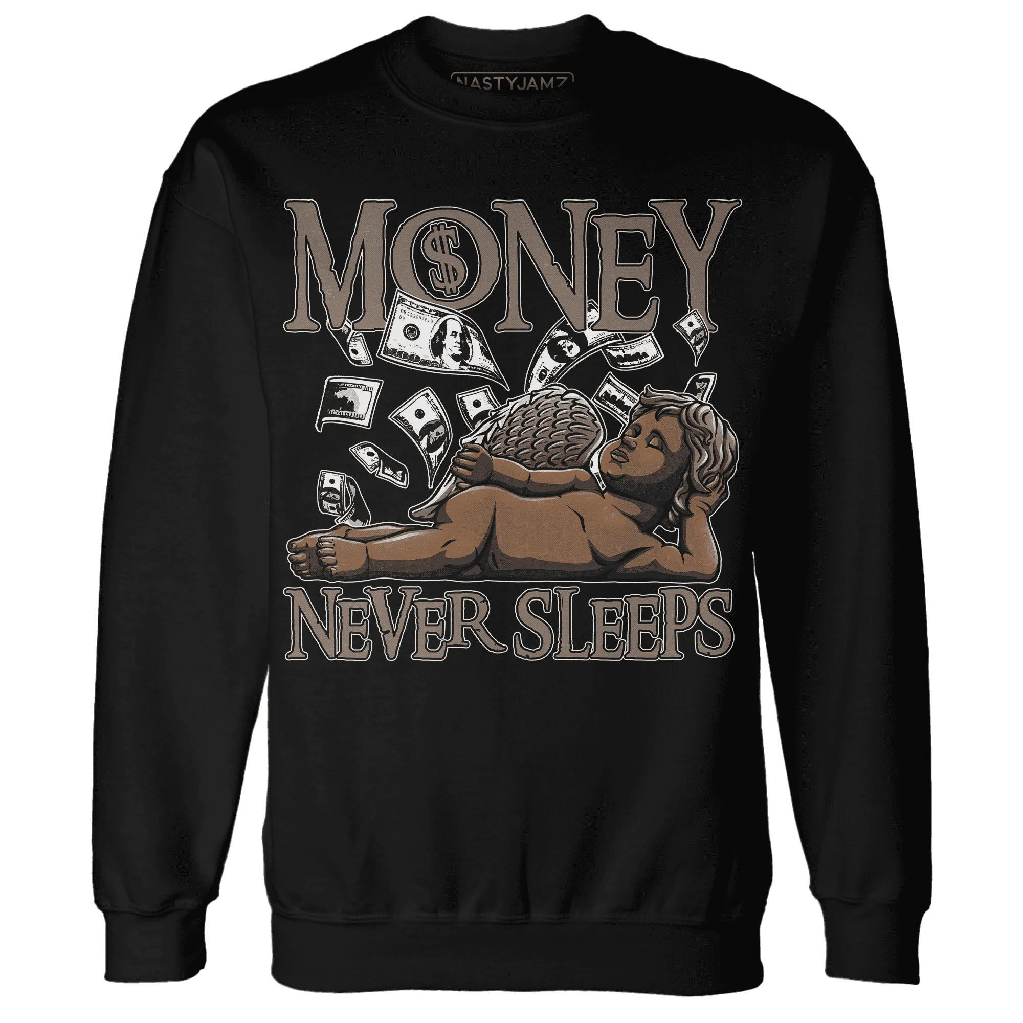 NastyJamz-Low-Mocha-1s-Sweatshirt-Match-Money-Never-Sleeps