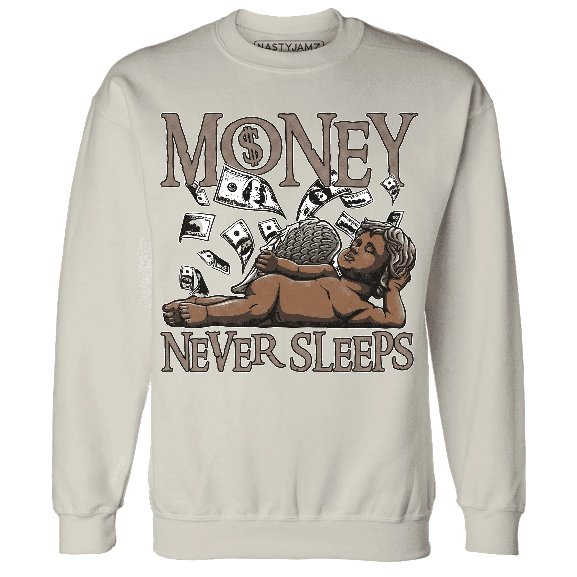 NastyJamz-Low-Mocha-1s-Sweatshirt-Match-Money-Never-Sleeps