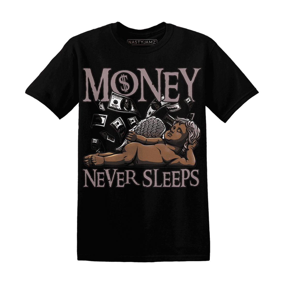 NastyJamz-Black-Violet-Ore-3s-T-Shirt-Match-Money-Never-Sleeps