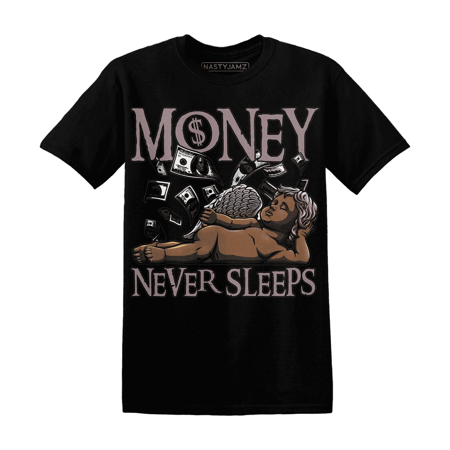 NastyJamz-Black-Violet-Ore-3s-T-Shirt-Match-Money-Never-Sleeps
