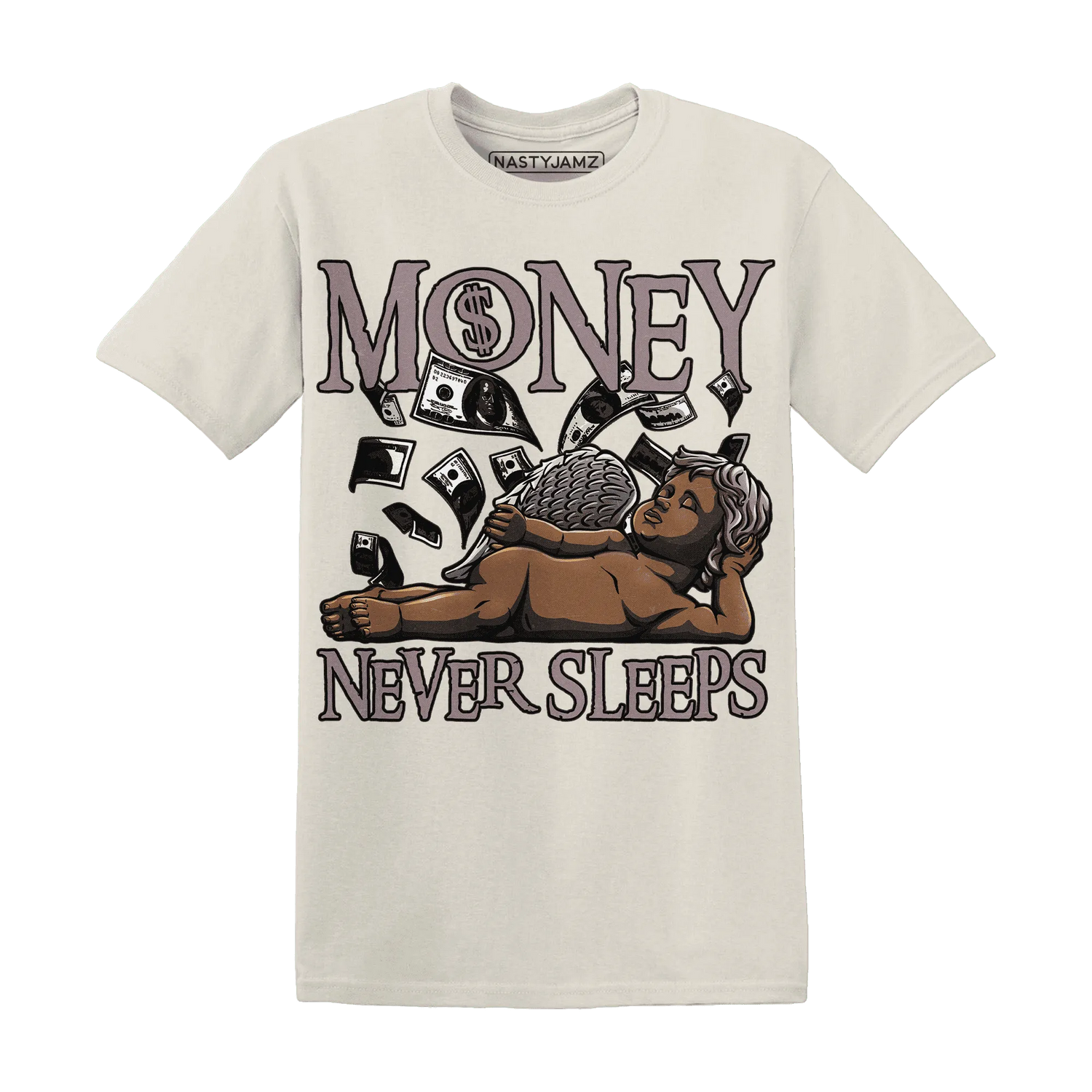 NastyJamz-Black-Violet-Ore-3s-T-Shirt-Match-Money-Never-Sleeps