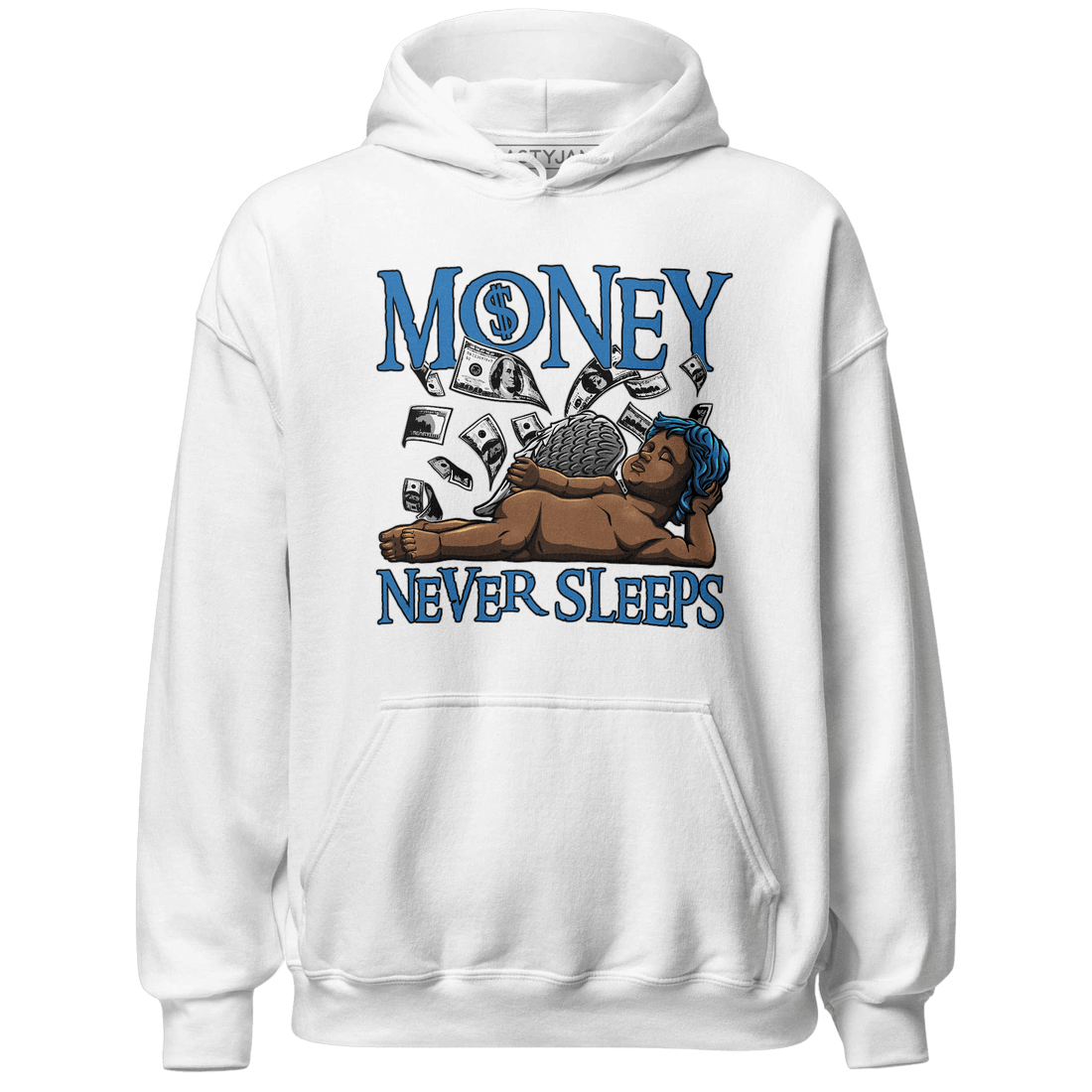 Industrial Blue 4s Hoodie Match Money Never Sleeps - NastyJamz