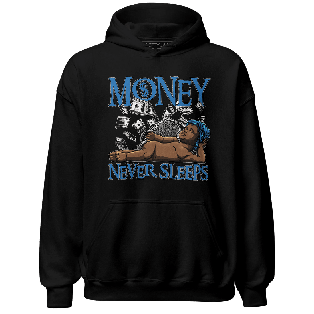 Industrial Blue 4s Hoodie Match Money Never Sleeps - NastyJamz