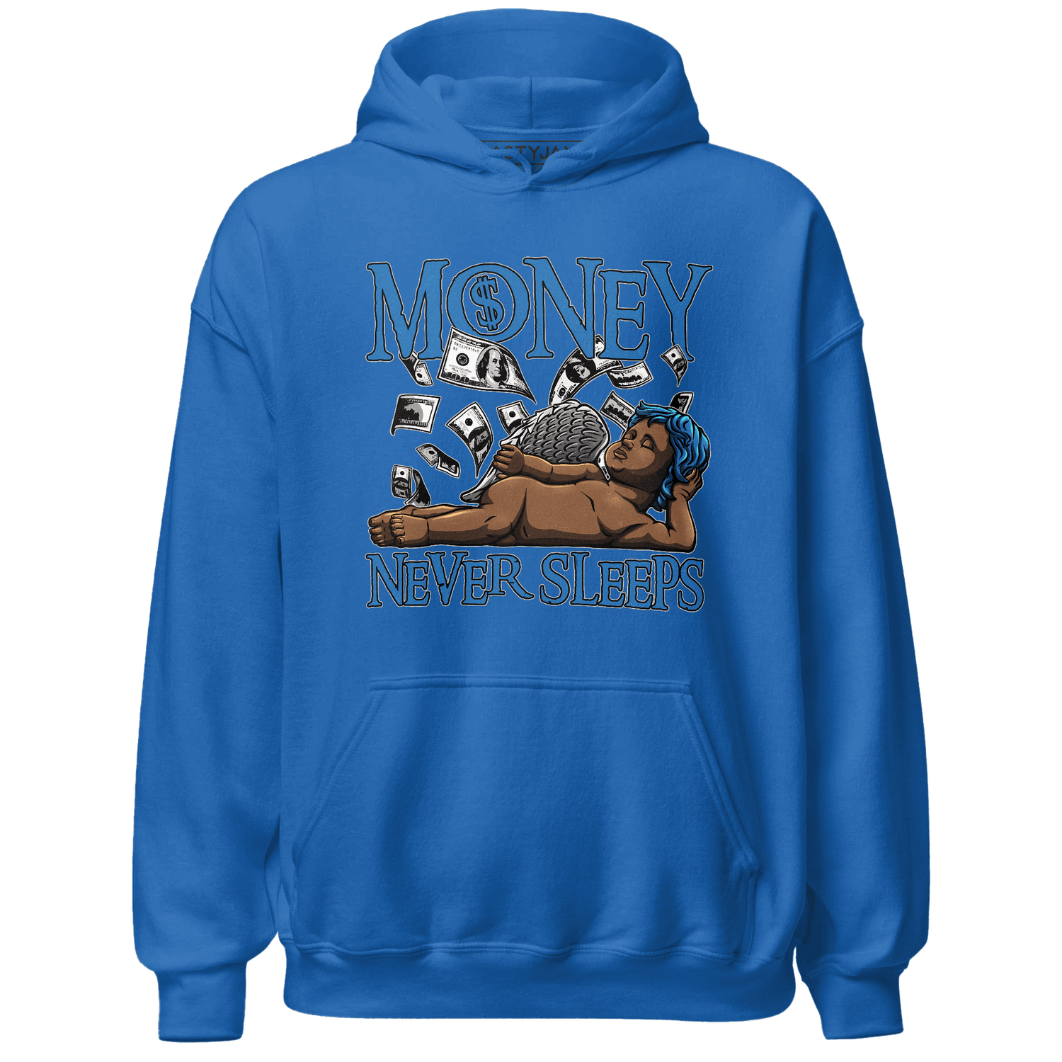 Industrial Blue 4s Hoodie Match Money Never Sleeps - NastyJamz