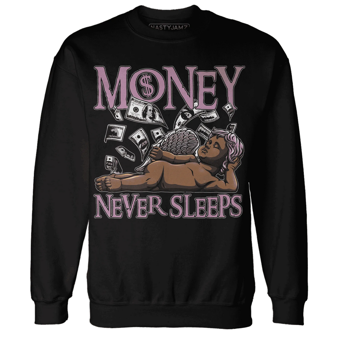 Orchid-Neutral-Grey-Black-White-4s-NastyJamz-Sweatshirt-Match-Money-Never-Sleeps