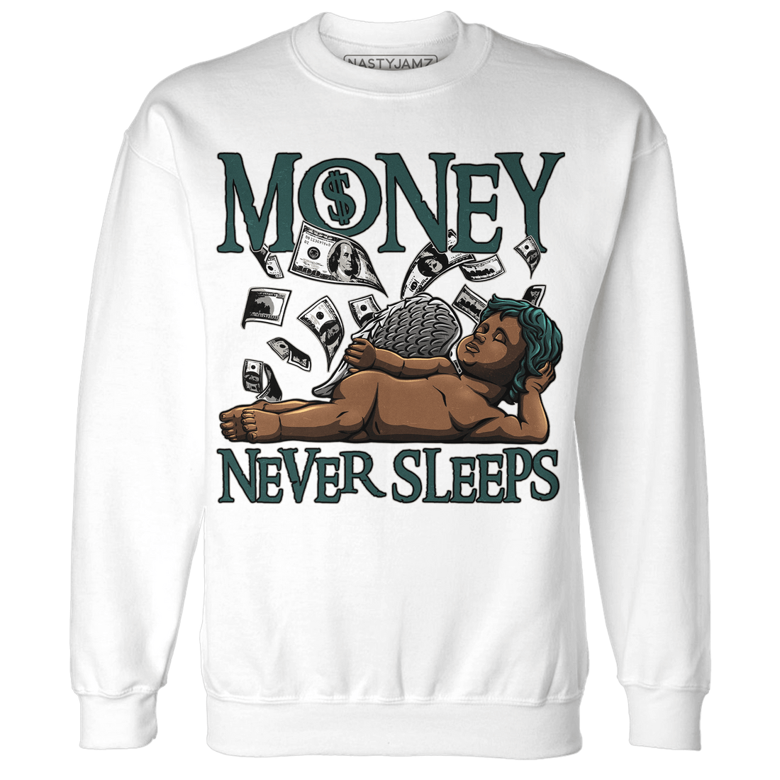 Oxidized Green 4s Sweatshirt Match Money Never Sleeps - NastyJamz