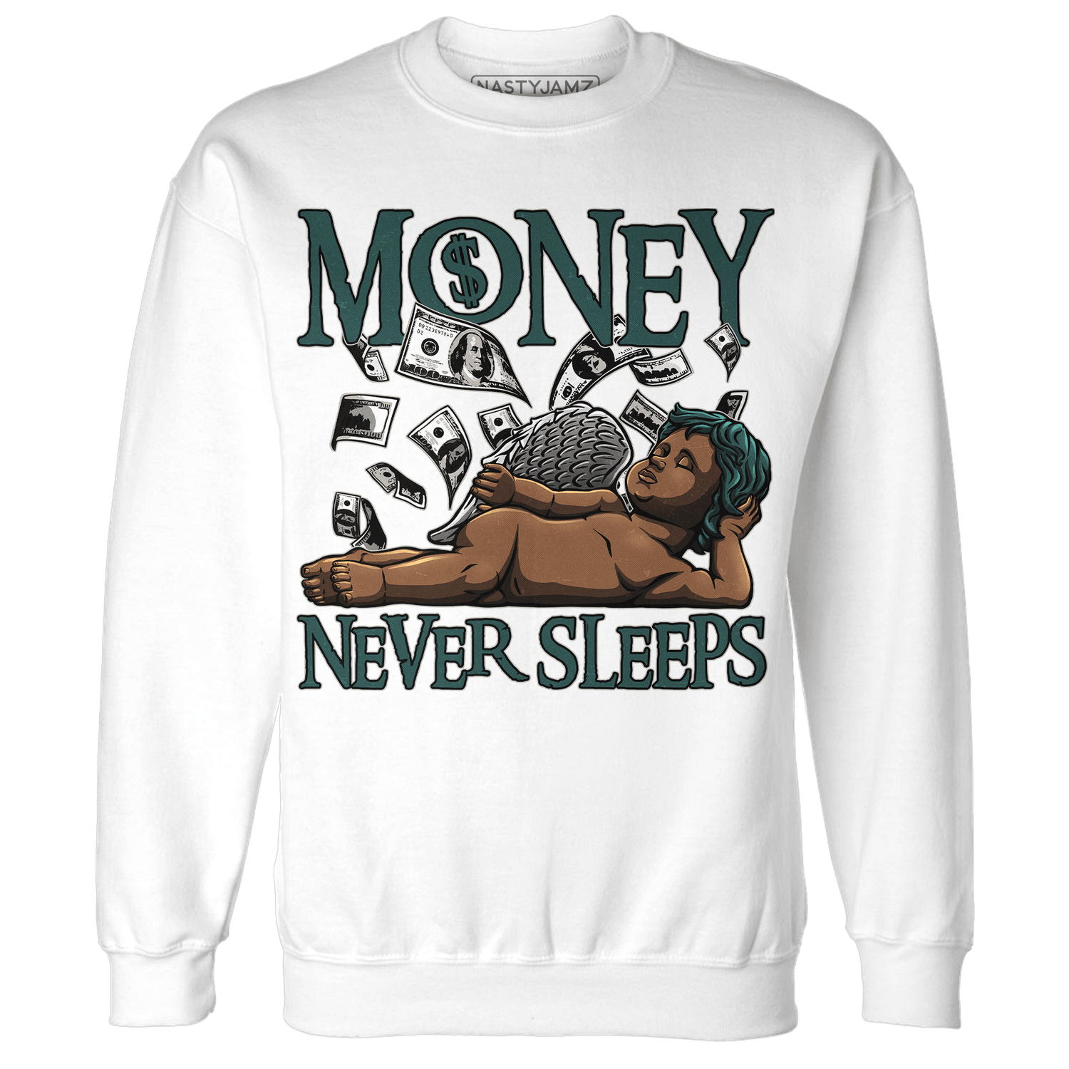 Oxidized Green 4s Sweatshirt Match Money Never Sleeps - NastyJamz
