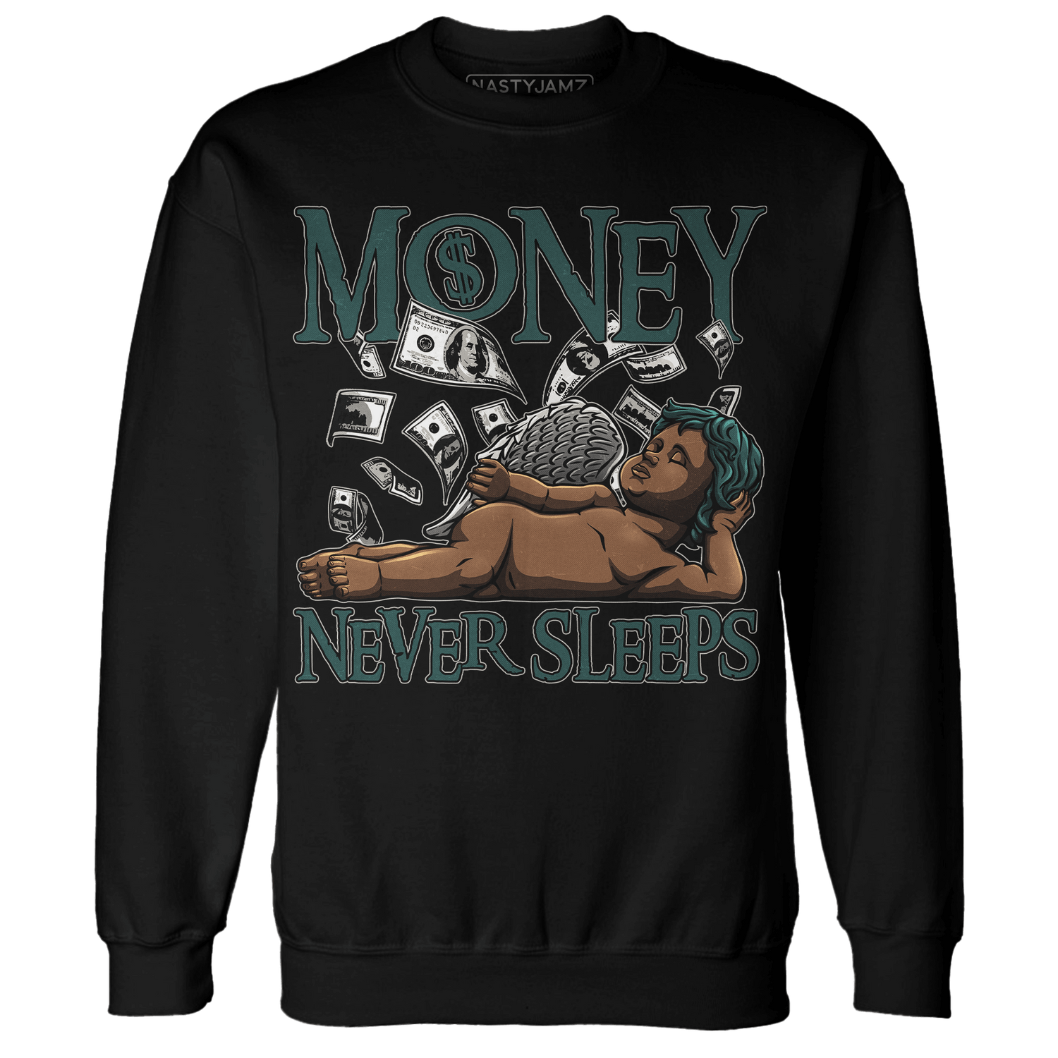 Oxidized Green 4s Sweatshirt Match Money Never Sleeps - NastyJamz