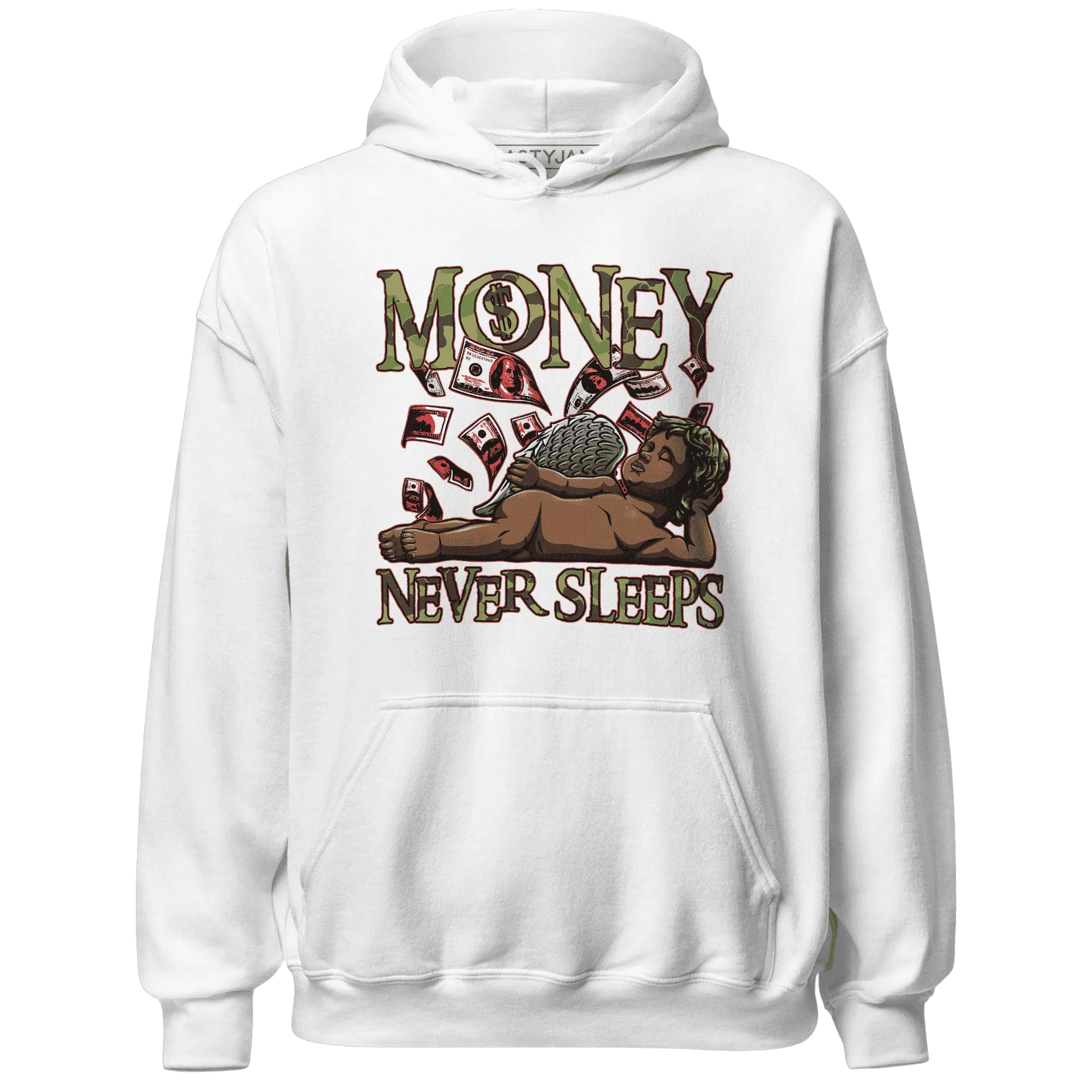 AM-90-Dark-Sage-Solar-Red-NastyJamz-Hoodie-Match-Money-Never-Sleeps
